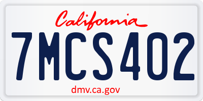 CA license plate 7MCS402