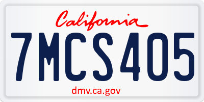 CA license plate 7MCS405