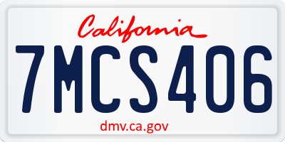 CA license plate 7MCS406