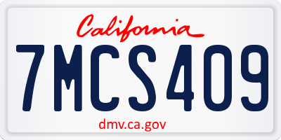 CA license plate 7MCS409
