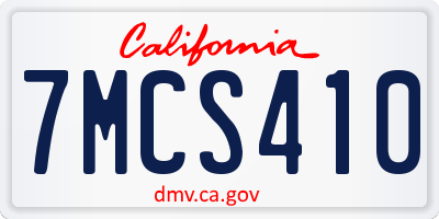 CA license plate 7MCS410