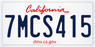 CA license plate 7MCS415