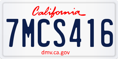 CA license plate 7MCS416