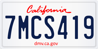 CA license plate 7MCS419