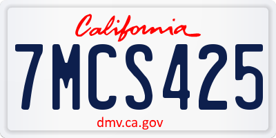 CA license plate 7MCS425