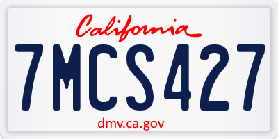 CA license plate 7MCS427