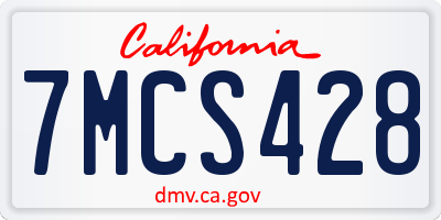 CA license plate 7MCS428