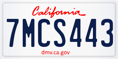 CA license plate 7MCS443
