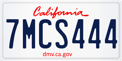 CA license plate 7MCS444