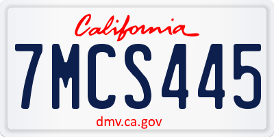 CA license plate 7MCS445