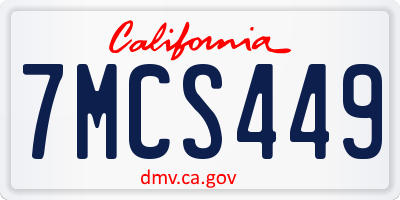 CA license plate 7MCS449