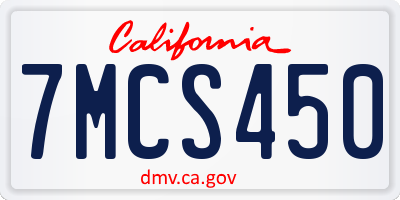 CA license plate 7MCS450