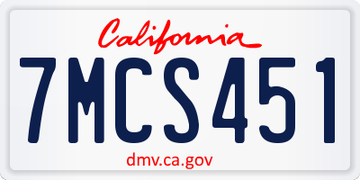 CA license plate 7MCS451