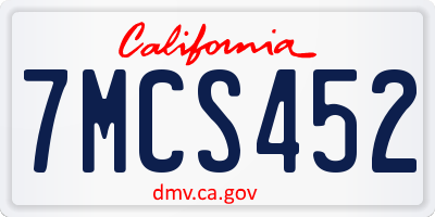 CA license plate 7MCS452