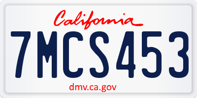 CA license plate 7MCS453