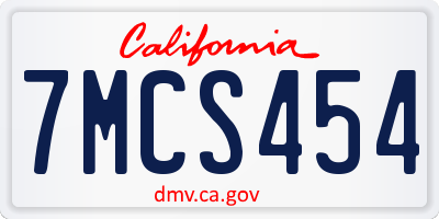 CA license plate 7MCS454