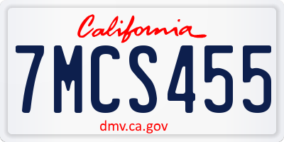 CA license plate 7MCS455