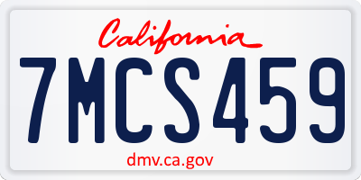 CA license plate 7MCS459