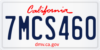 CA license plate 7MCS460