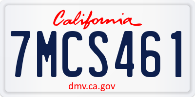 CA license plate 7MCS461