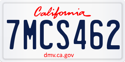 CA license plate 7MCS462