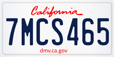 CA license plate 7MCS465