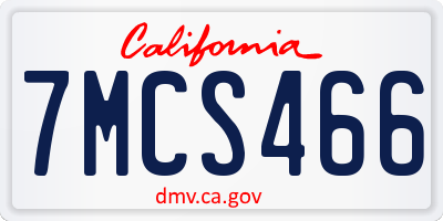 CA license plate 7MCS466