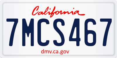 CA license plate 7MCS467