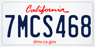 CA license plate 7MCS468