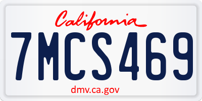 CA license plate 7MCS469