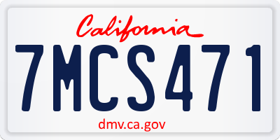 CA license plate 7MCS471