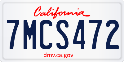 CA license plate 7MCS472