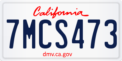 CA license plate 7MCS473