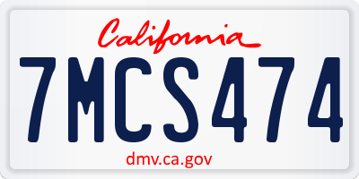 CA license plate 7MCS474