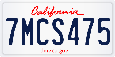 CA license plate 7MCS475
