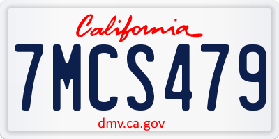 CA license plate 7MCS479