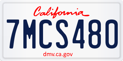 CA license plate 7MCS480