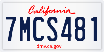CA license plate 7MCS481
