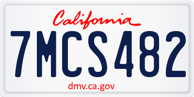 CA license plate 7MCS482