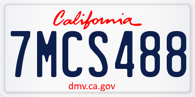 CA license plate 7MCS488