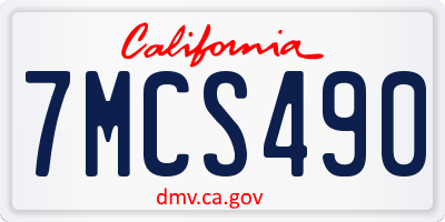 CA license plate 7MCS490