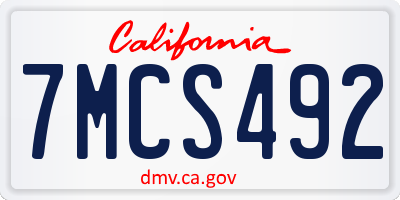 CA license plate 7MCS492