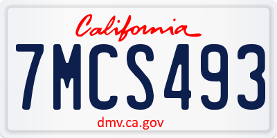 CA license plate 7MCS493