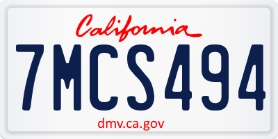 CA license plate 7MCS494