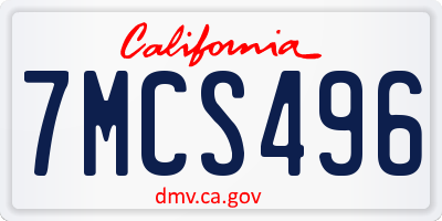 CA license plate 7MCS496