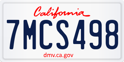 CA license plate 7MCS498