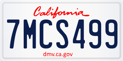 CA license plate 7MCS499