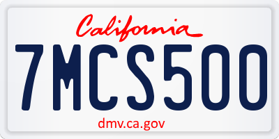 CA license plate 7MCS500