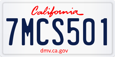 CA license plate 7MCS501