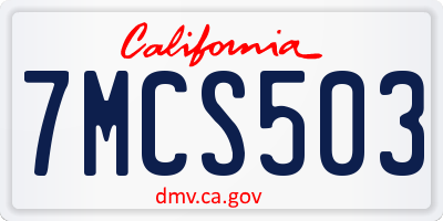 CA license plate 7MCS503